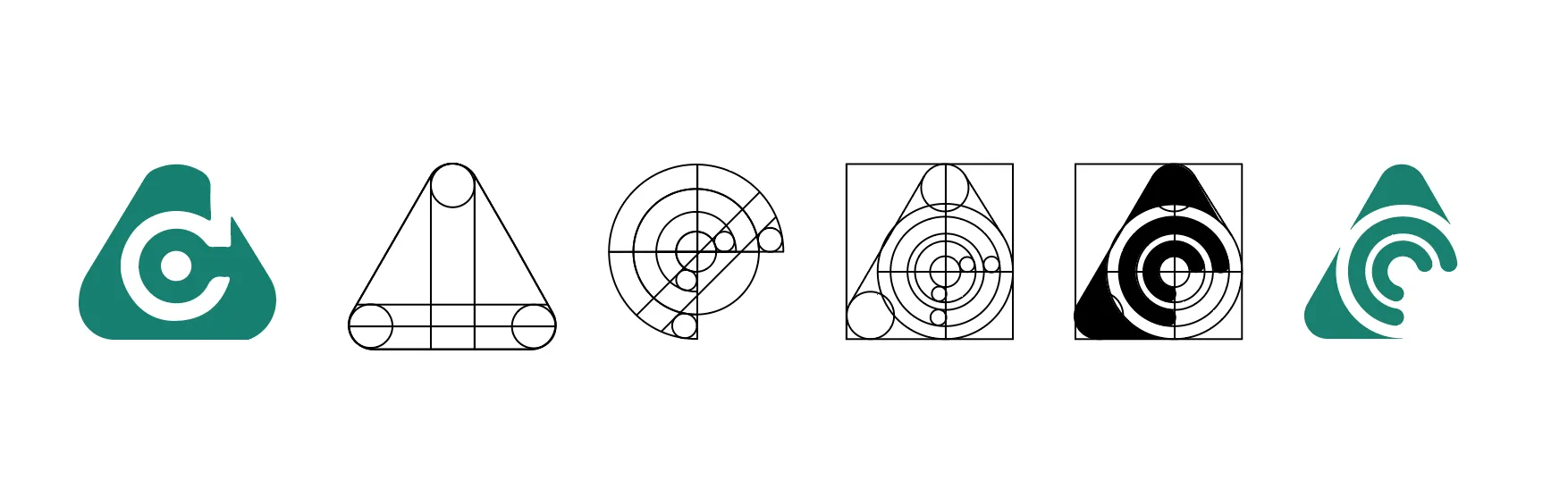 Costruzione del marchio Caioni Costruzioni, dal segno geometrico al logo verde
